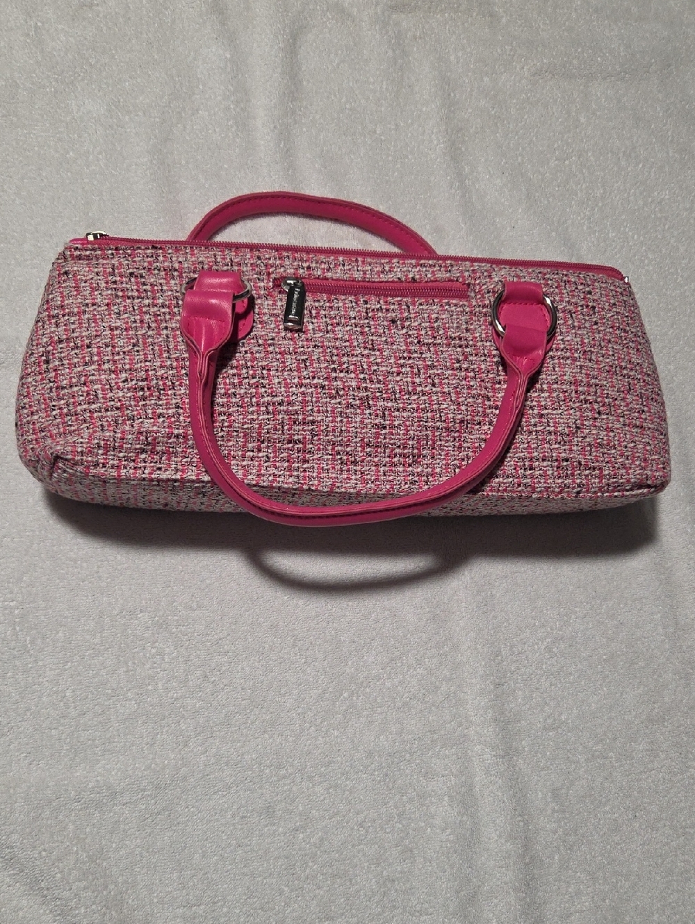 Pink Tweed Top-Handle Wine Bag